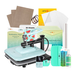 [Sublimation Essential Bundle] HTVRONT Manual Heat Press Machine 15" x 15" 110V + Sublimation & Tools Bundle (Subli Paper, Subli Spray, Subli Sticker Paper, Subli HTV, Subli Glitter HTV, Subli Tools)