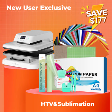 [New User Exclusive] Auto Heat Press Machine 15" x 15" 110V + HTV & Sublimation Essential Bundle(36 sheets HTV+150 sheets Sublimation Paper A4+Sublimation HTV Roll+Tools Bundle)