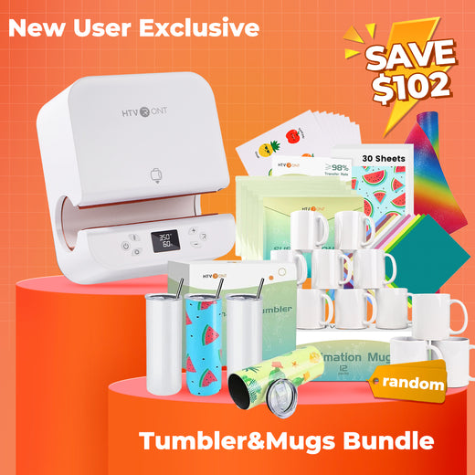 [New User Exclusive] Auto Tumbler Heat Press Machine 120V+New User Bundle(30pcs Sublimation Paper +Sublimation Tumbler Blank- 20 OZ*4 +Sublimation Mugs 11oz *12+HTV*10+Sublimation HTV*5+Sticker Paper*20+Glitter Rainbow Adhesive Vinyl≥$152)