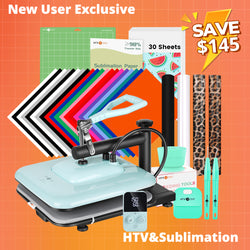 [New User Exclusive] HTVRONT Manual Heat Press Machine 15" x 15" 110V + HTV & Sublimation Bundle (Heat Transfer Vinyl, Sublimation Paper, Weeding Tools, Cutting Mar)