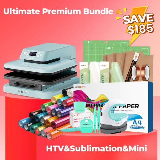 [Ultimate Premium Bundle] Auto Heat Press Machine 15" x 15" 110V + 20 rolls HTV Bundle 12“x3ft + Mini 2 Heat Press Machine + Sublimation & Tools Bundle