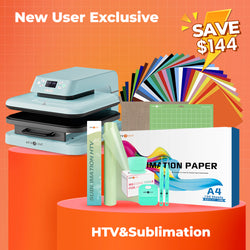 [New User Exclusive] Auto Heat Press Machine 15" x 15" 110V + HTV & Sublimation Essential Bundle(36 sheets HTV+150 sheets Sublimation Paper A4+Sublimation HTV Roll+Tools Bundle)