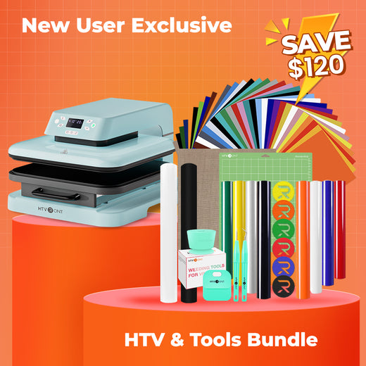 [HTV Bundle] Auto Heat Press Machine 15" x 15" 110V + HTV & Tools Essential Bundle