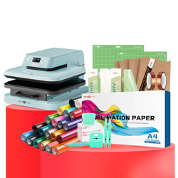 [Ultimate Premium Bundle] Auto Heat Press Machine 15" x 15" 110V + 20 rolls HTV Bundle 12“x3ft + Mini 2 Heat Press Machine + Sublimation & Tools Bundle