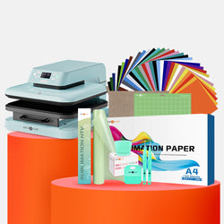 [New User Exclusive] Auto Heat Press Machine 15" x 15" 110V + HTV & Sublimation Essential Bundle(36 sheets HTV+150 sheets Sublimation Paper A4+Sublimation HTV Roll+Tools Bundle)