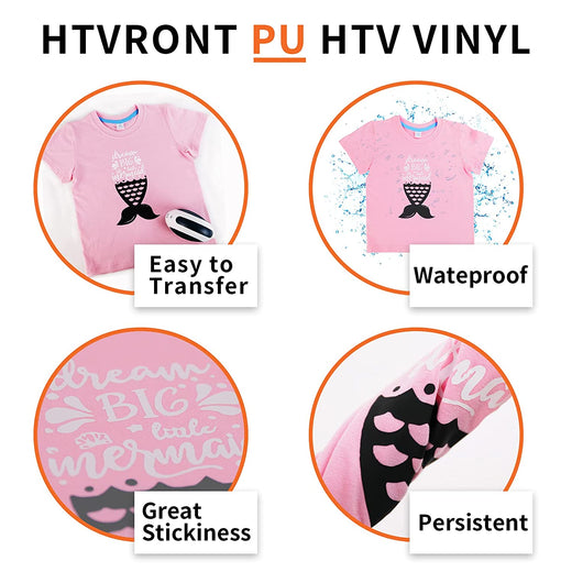 PU Heat Transfer Vinyl (HTV): 10 Pack 12 x 10 Sheets,HTV Vinyl Pack for T Shirts & Other Fabrics, Easy to Cut, Weed & Press (Orange, 10 Pack)