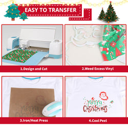 Christmas Patterned Heat Transfer Vinyl Roll - 12"x5 Ft (4 Colors) [Special]