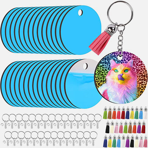 Photo Printed White Sublimation Keychain Round, Size: Normal Size