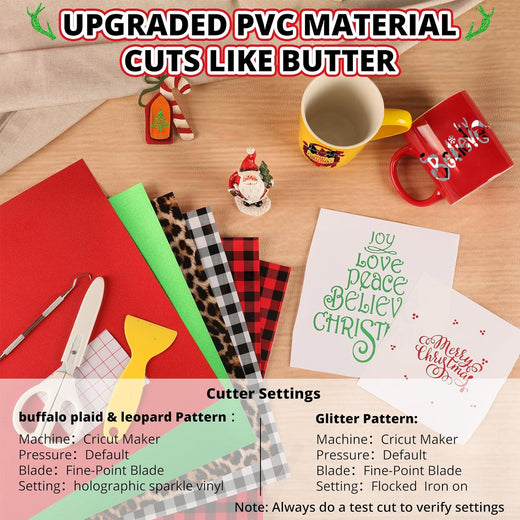 HTVRONT 12 PCS 12x12 Glitter Shimmer Permanent Adhesive Vinyl Sheets  Bundle for Cricut DIY Craft Decor 