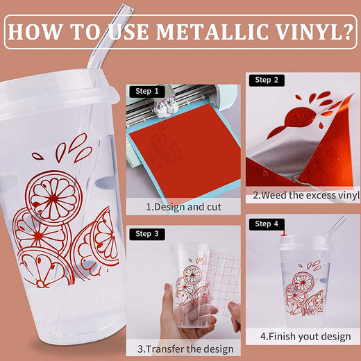 Matte Metallic Permanent Vinyl - 12 x 10' Adhesive Vinyl for