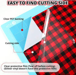 Christmas Buffalo Plaid & Leopard & Glitter Permanent Adhesive Vinyl  Bundle 12" x 12" - 12 Sheets