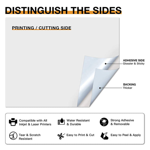 HTVRONT Printable Vinyl Sticker Paper - 15 Sheets Glossy Sticker Paper for  Inkjet Printer & Laser Printer, Waterproof Sticker Paper Dries Quickly 