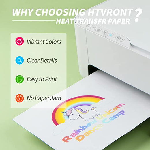 HTVRONT Iron on Transfer Paper for Shirt - 10 Pack Printable Heat Transfer  Vinyl 8.5 X 11 - Wash Durable Heat Transfer Paper for Inkjet Printer