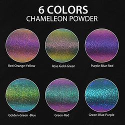 Chameleon Mica Powder for Epoxy Resin - 6 Colors Shimmery Chameleon Pigment Powder (0.17oz/Color) [Clearance Sale]