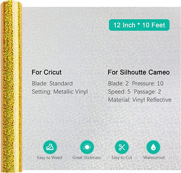 Holographic Sparkle Adhesive Vinyl Roll - 12" x 10ft (4 Colors) [Clearance Sale]