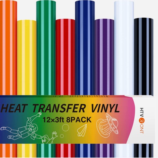 HTVRONT HTV Heat Transfer Vinyl Bundle: 24 Pack 12x12 Salmon Iron on  Vinyl Sheets for T-Shirt (1 Teflon Sheet Included), Orange Red PU HTV Vinyl