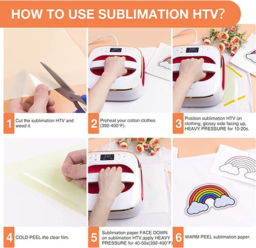  HTVRONT Clear HTV Vinyl for Sublimation - 10 Pack 12x12  Glossy Sublimation Vinyl - Vivid Colors Clear Dye Sub HTV for Light-Colored  Cotton Fabric : Arts, Crafts & Sewing