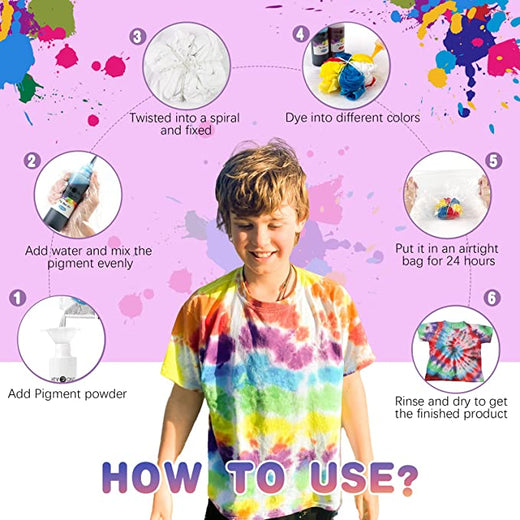  HTVRONT Tie Dye Kit for Kids and Adults - 18 Colors 80ML  Pre-Filled Bottles Permanent Non-Toxic Tye Dye Kits for Clothing T-Shirt  Fabric Textile Craft Party Handmade Project(Just Add Water)