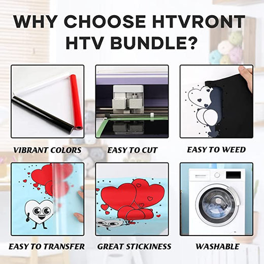 HTVRONT HTV Vinyl Rolls Heat Transfer Vinyl - 12 x 8ft Red HTV Vinyl for  Shirts, Iron