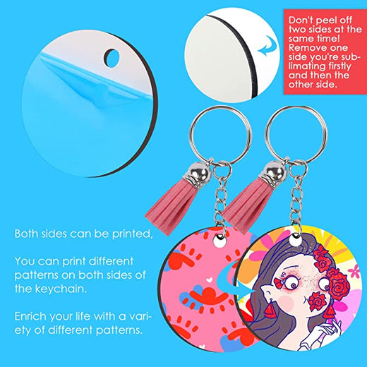 O bosstop 10pcs Sublimation Blanks Keychains Metal Round Key Rings for Heat Press Rectangle