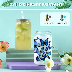 [Sublimation Glass Bundle] 4 Pack Clear Glass Tumbler+150 Sheets Sublimation Paper+Adhesive+Sticker Paper Bundle