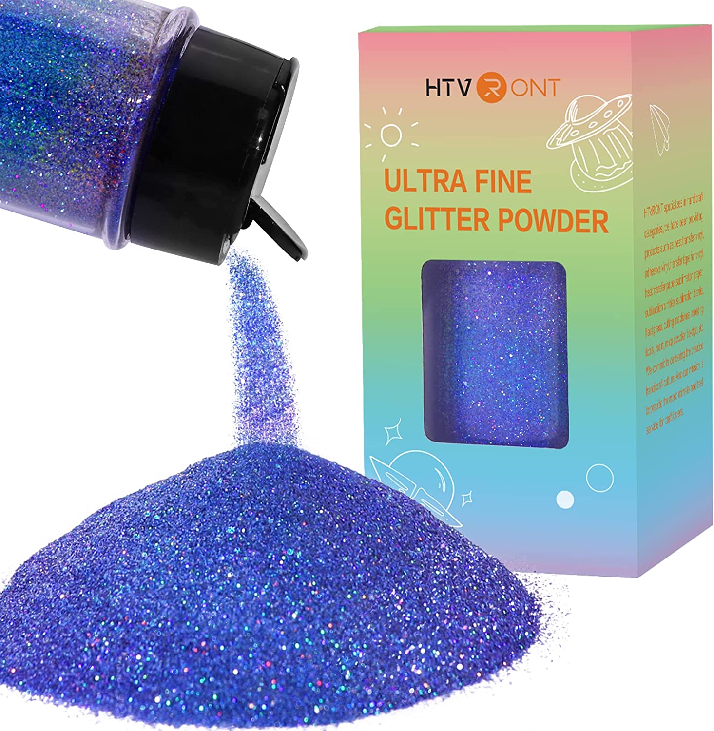 HTVRONT Holographic Chunky Glitter - 100g Blue Glitter for Resin