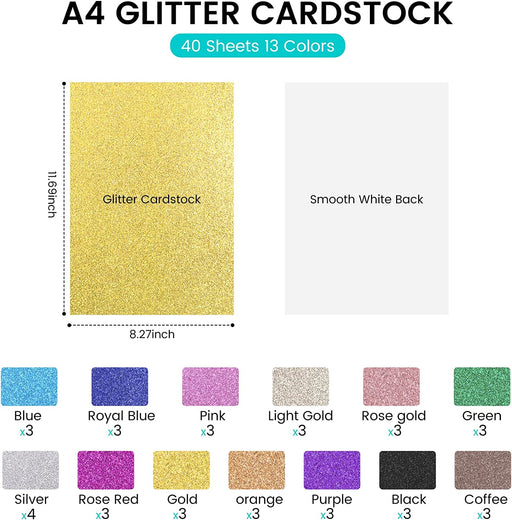 Glitter Cardstock 10 Pack Glitter Card Stock Choose Color in Drop Down Box  