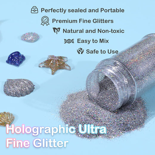 Holographic Fine Glitter Powder - 50g/1.76oz Black Nail Art