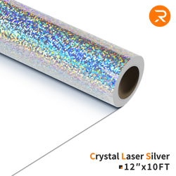    Crystal-Laser-Silver Crystal Holographic Heat Transfer Vinyl Roll - 12"x10 Ft (4 Colors)