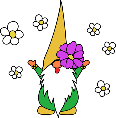 【MEMBER ONLY】HTVRONT Free SVG File for Download - Happy flower wearing dwarf