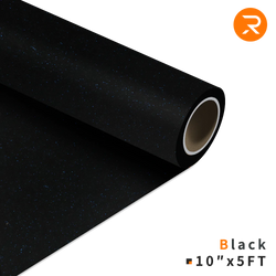 black Glitter Heat Transfer Vinyl Roll - 10"x5 Ft (9 Colors)